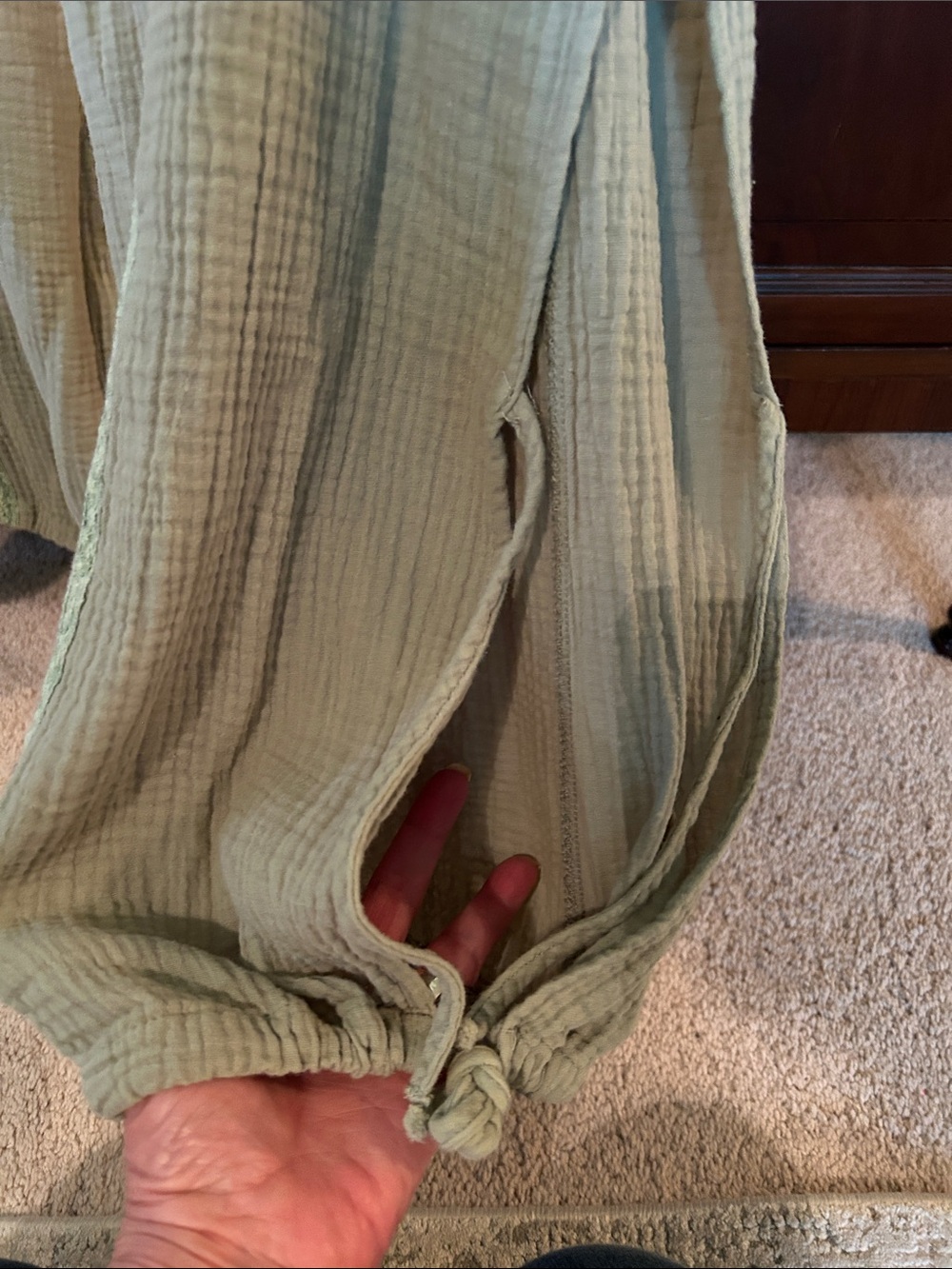 Relaxed Drawstring womens Pants in Sage Green - Picture 5 of 8
